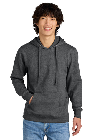 District DT6100 Mens Very Important Fleece Hooded Sweatshirt Hoodie Heather Charcoal Grey Model Front