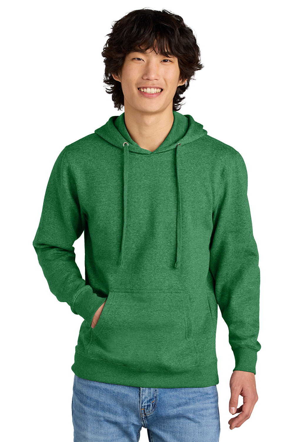 District DT6100 Mens Very Important Fleece Hooded Sweatshirt Hoodie Heather Kelly Green Model Front