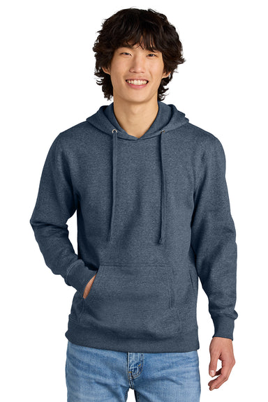 District DT6100 Mens Very Important Fleece Hooded Sweatshirt Hoodie Heather Navy Blue Model Front