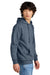 District DT6100 Mens Very Important Fleece Hooded Sweatshirt Hoodie Heather Navy Blue Model Side