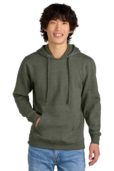 District DT6100 Mens Very Important Fleece Hooded Sweatshirt Hoodie Heather Olive Green Model Front