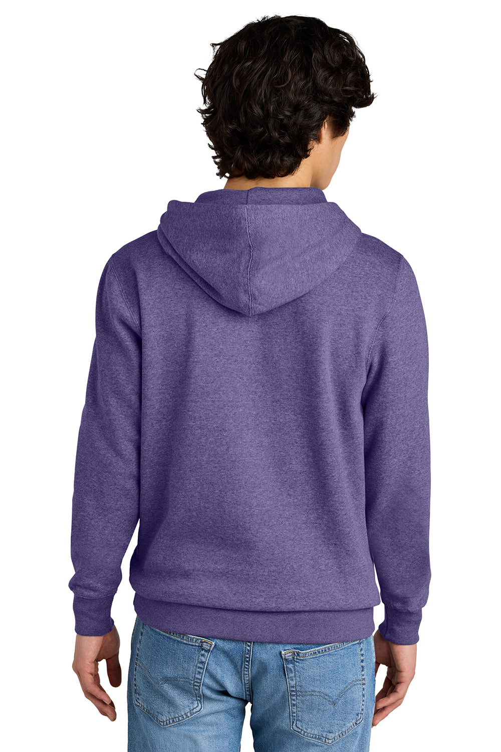 District DT6100 Mens Very Important Fleece Hooded Sweatshirt Hoodie Heather Purple Model Back