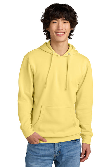 District DT6100 Mens Very Important Fleece Hooded Sweatshirt Hoodie Light Yellow Model Front