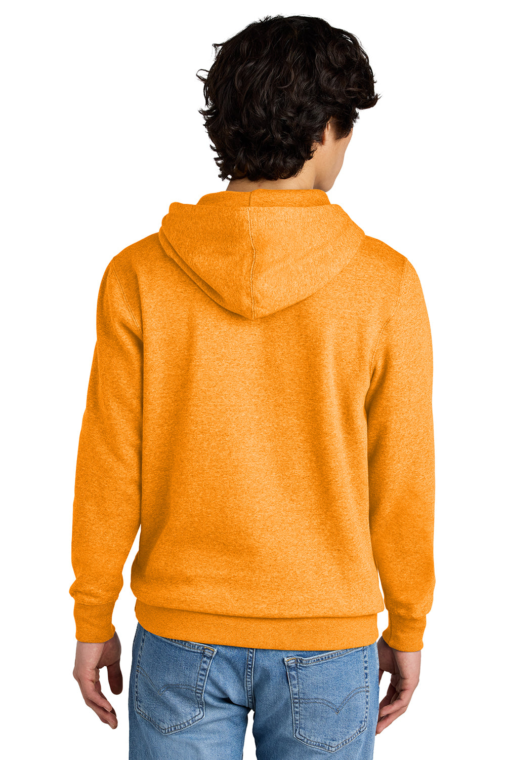 District DT6100 Mens Very Important Fleece Hooded Sweatshirt Hoodie Heather Marigold Model Back