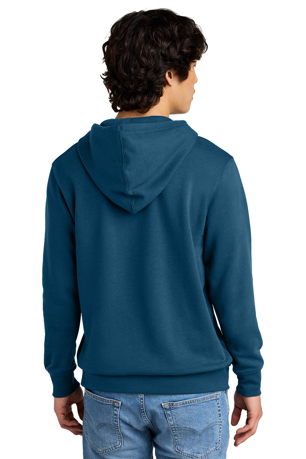 District DT6100 Mens Very Important Fleece Hooded Sweatshirt Hoodie Neptune Blue Model Back