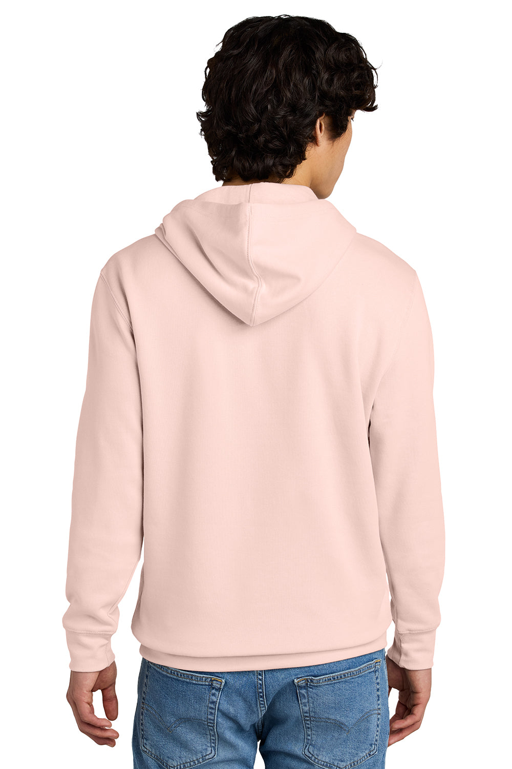 District DT6100 Mens Very Important Fleece Hooded Sweatshirt Hoodie Rosewater Pink Model Back