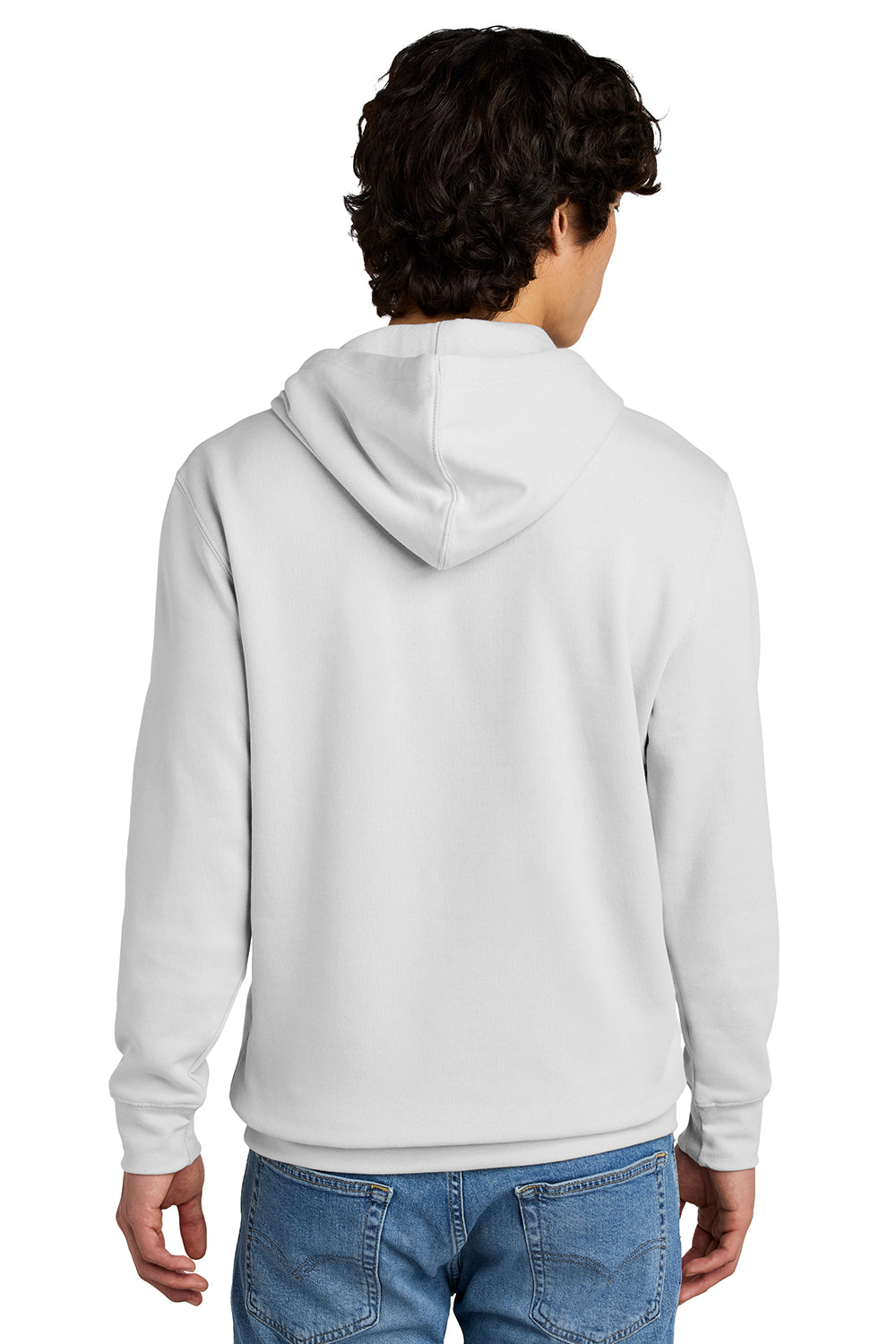 District DT6100 Mens Very Important Fleece Hooded Sweatshirt Hoodie White Smoke Model Back