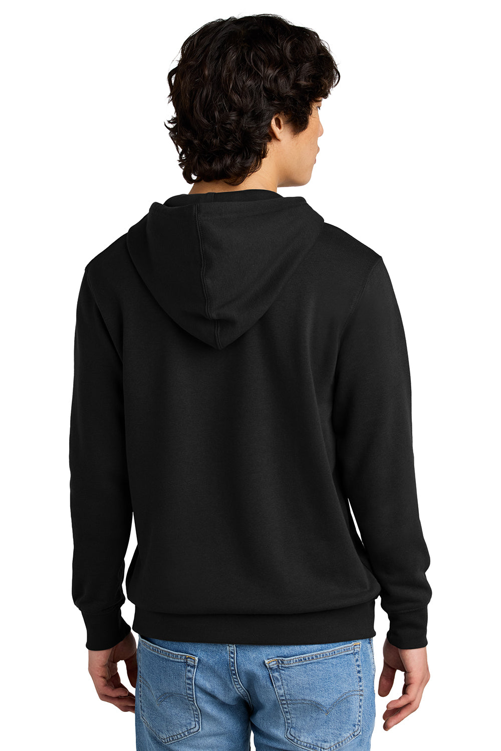 District DT6100 Mens Very Important Fleece Hooded Sweatshirt Hoodie Black Model Back