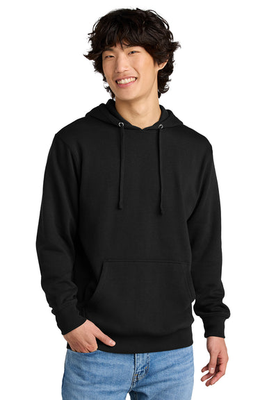 District DT6100 Mens Very Important Fleece Hooded Sweatshirt Hoodie Black Model Front