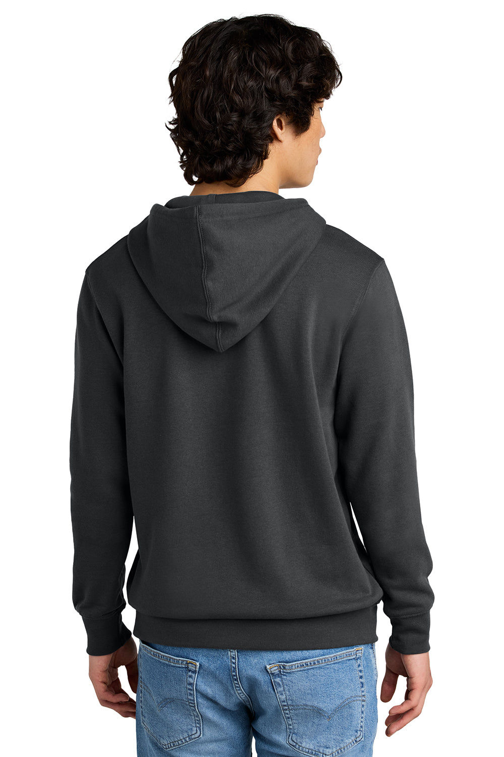 District DT6100 Mens Very Important Fleece Hooded Sweatshirt Hoodie Charcoal Grey Model Back