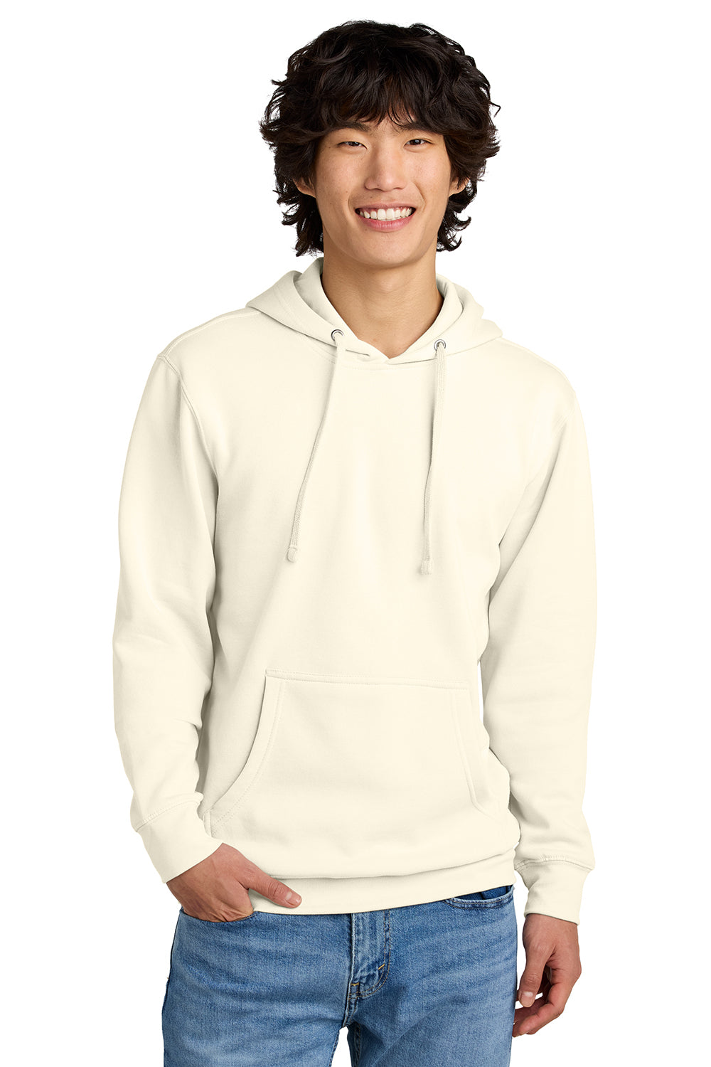 District DT6100 Mens Very Important Fleece Hooded Sweatshirt Hoodie Gardenia Model Front