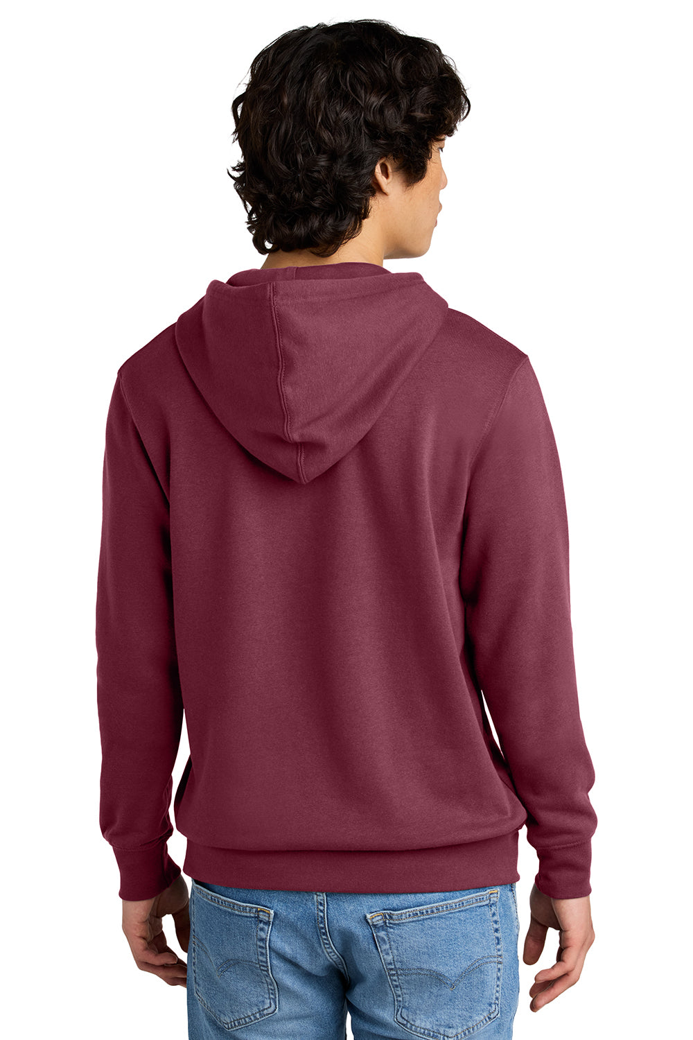 District DT6100 Mens Very Important Fleece Hooded Sweatshirt Hoodie Plum Purple Model Back