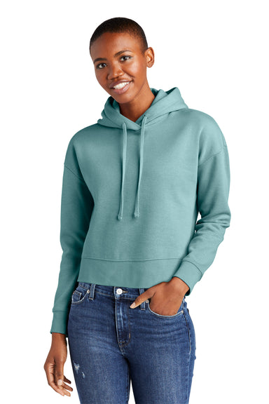 District DT6101 Womens V.I.T. Fleece Hooded Sweatshirt Hoodie Eucalyptus Blue Model Front