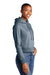 District DT6101 Womens V.I.T. Fleece Hooded Sweatshirt Hoodie Heather Flint Blue Model 3q