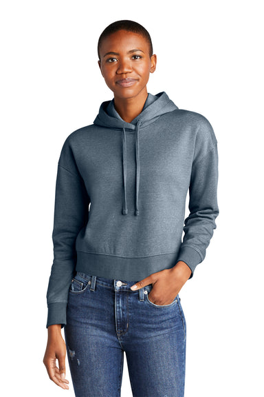 District DT6101 Womens V.I.T. Fleece Hooded Sweatshirt Hoodie Heather Flint Blue Model Front