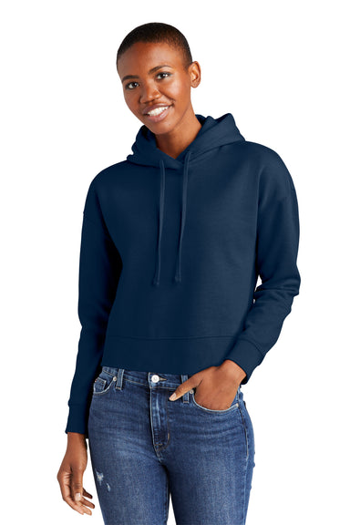 District DT6101 Womens V.I.T. Fleece Hooded Sweatshirt Hoodie New Navy Blue Model Front