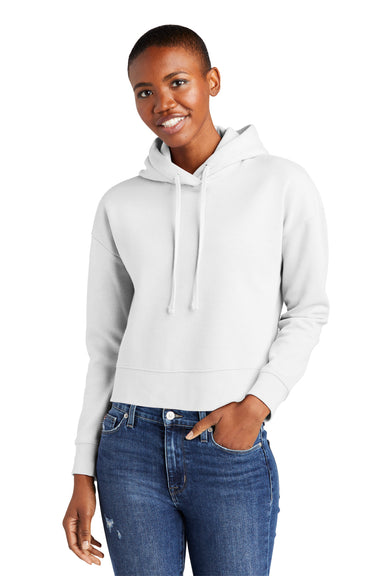 District DT6101 Womens V.I.T. Fleece Hooded Sweatshirt Hoodie White Model Front