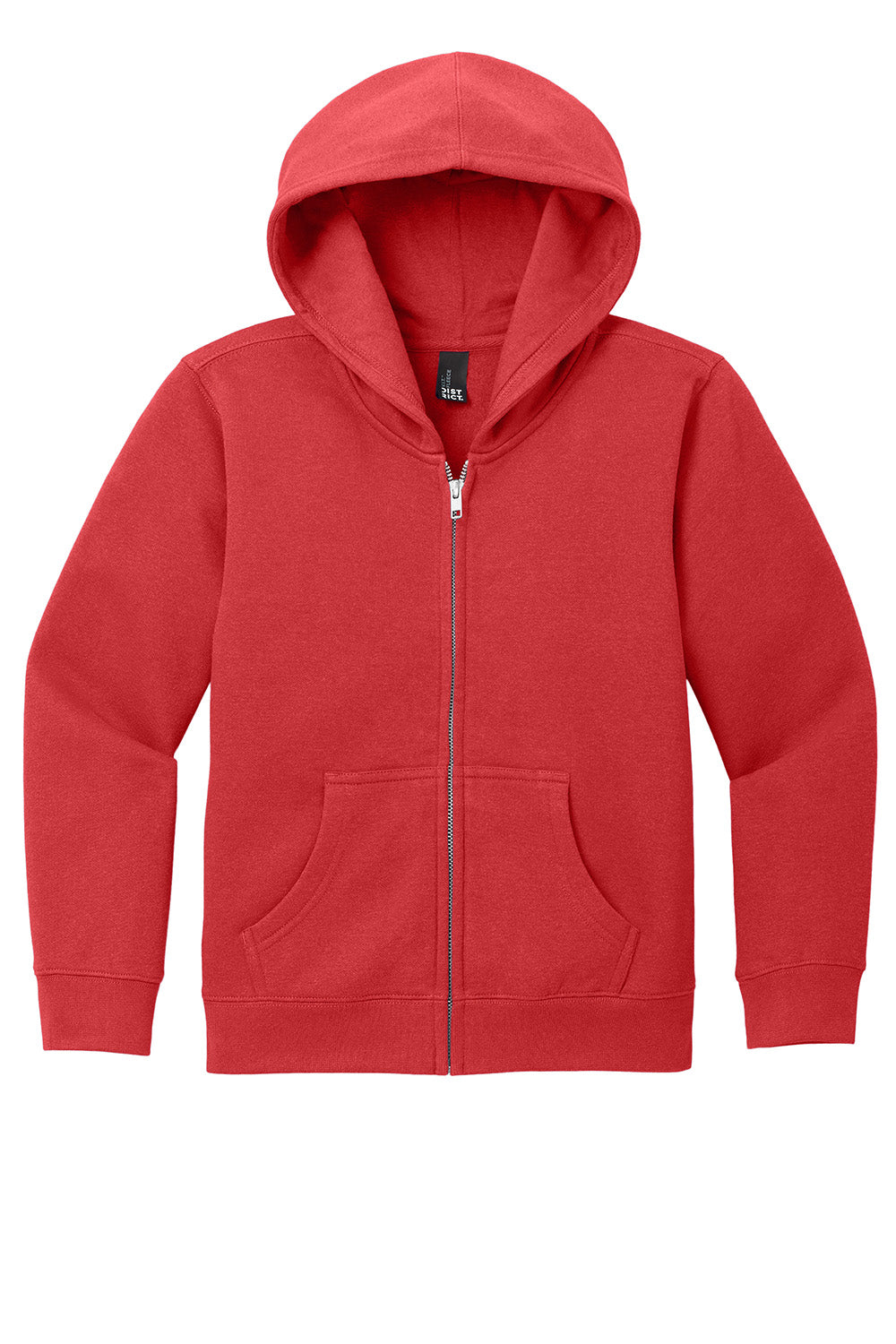 District DT6102Y Youth V.I.T. Fleece Full Zip Hooded Sweatshirt Hoodie Classic Red Flat Front