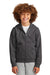 District DT6102Y Youth V.I.T. Fleece Full Zip Hooded Sweatshirt Hoodie Heather Charcoal Grey Model Front