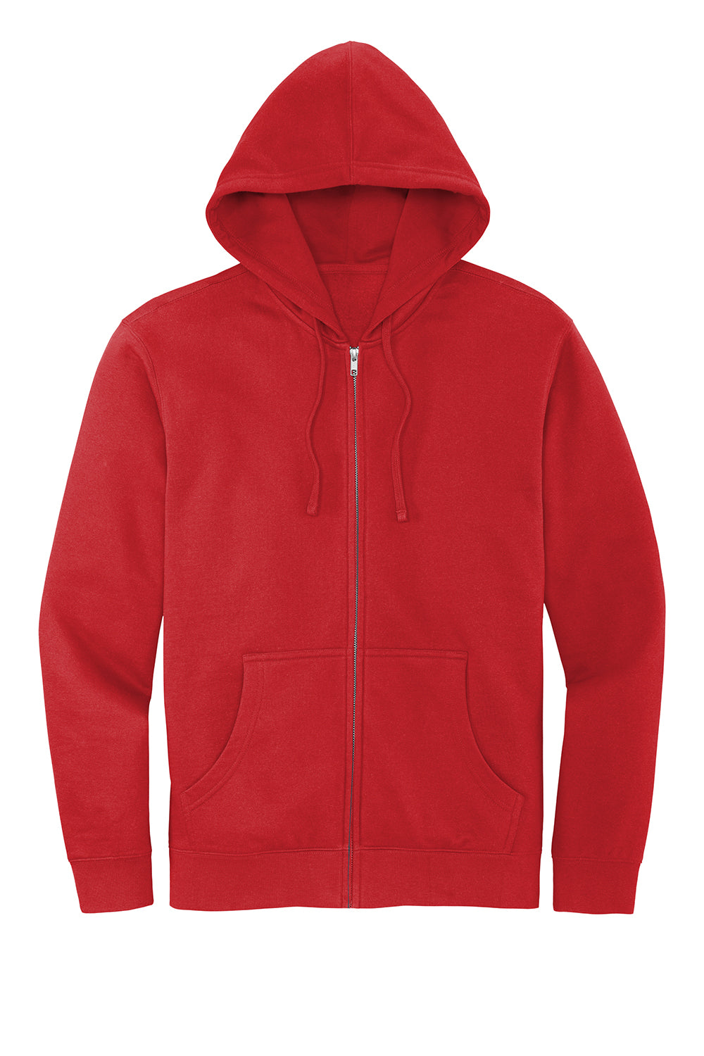 District DT6102 Mens Very Important Fleece Full Zip Hooded Sweatshirt Hoodie Classic Red Flat Front