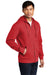 District DT6102 Mens Very Important Fleece Full Zip Hooded Sweatshirt Hoodie Classic Red Model 3q