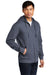 District DT6102 Mens Very Important Fleece Full Zip Hooded Sweatshirt Hoodie Heather Navy Blue Model 3q