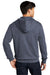 District DT6102 Mens Very Important Fleece Full Zip Hooded Sweatshirt Hoodie Heather Navy Blue Model Back