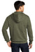 District DT6102 Mens Very Important Fleece Full Zip Hooded Sweatshirt Hoodie Heather Olive Green Model Back