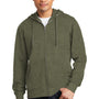 District Mens Very Important Fleece Full Zip Hooded Sweatshirt Hoodie - Heather Olive Green