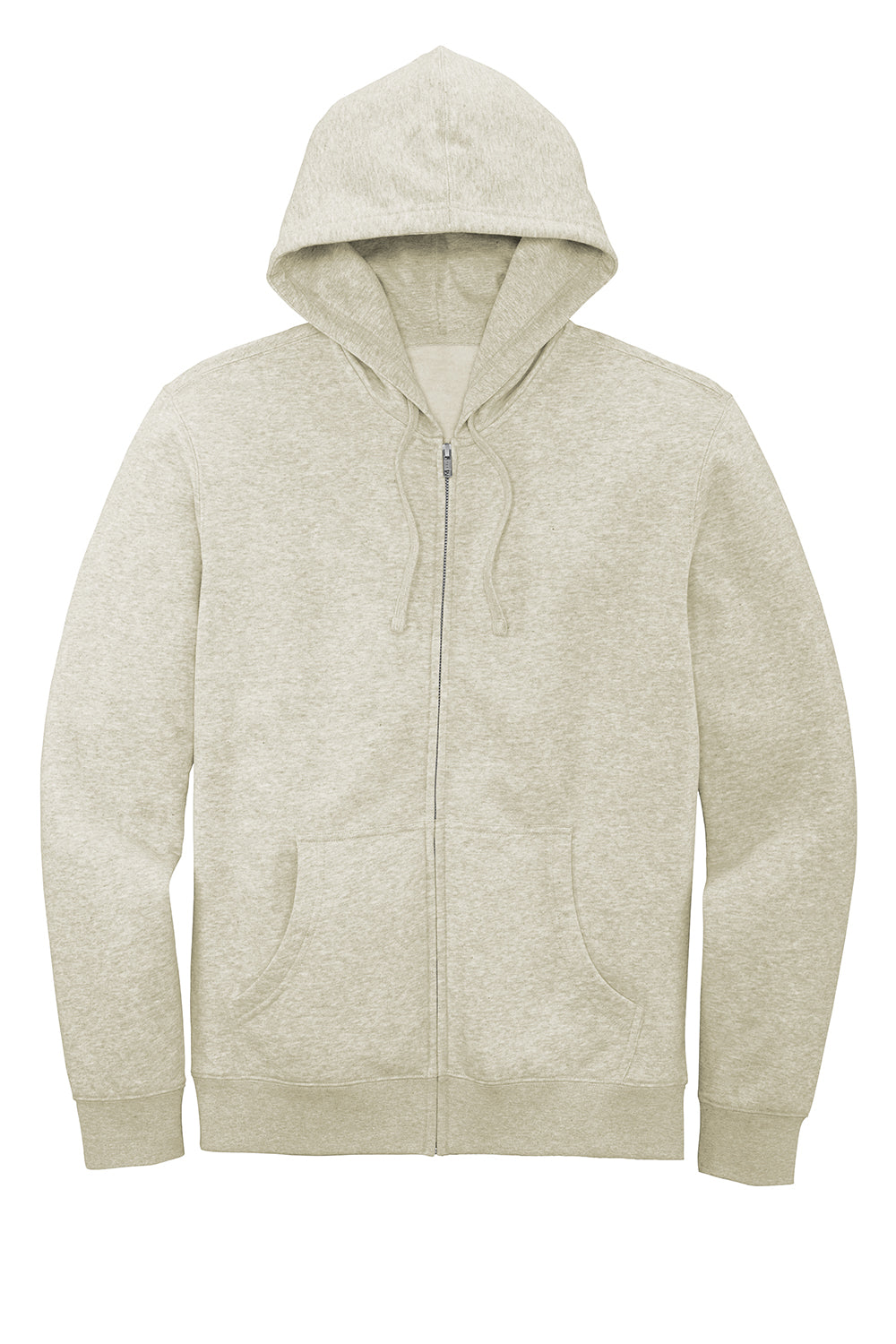 District DT6102 Mens Very Important Fleece Full Zip Hooded Sweatshirt Hoodie Heather Oatmeal Flat Front