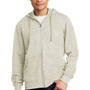 District Mens Very Important Fleece Full Zip Hooded Sweatshirt Hoodie - Heather Oatmeal