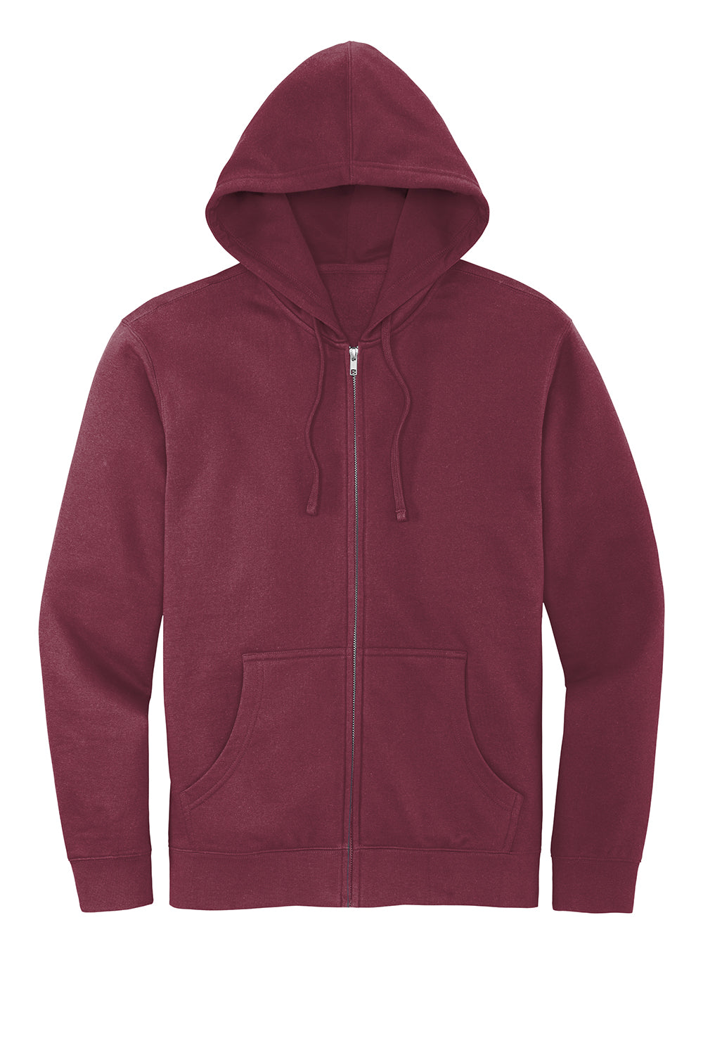 District DT6102 Mens Very Important Fleece Full Zip Hooded Sweatshirt Hoodie Plum Purple Flat Front