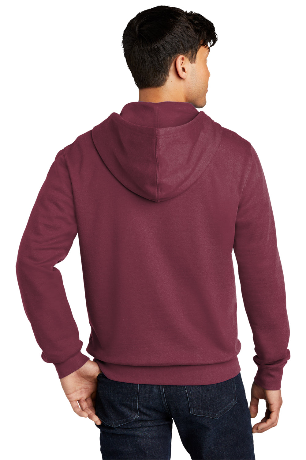 District DT6102 Mens Very Important Fleece Full Zip Hooded Sweatshirt Hoodie Plum Purple Model Back