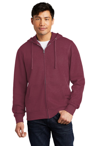 District DT6102 Mens Very Important Fleece Full Zip Hooded Sweatshirt Hoodie Plum Purple Model Front