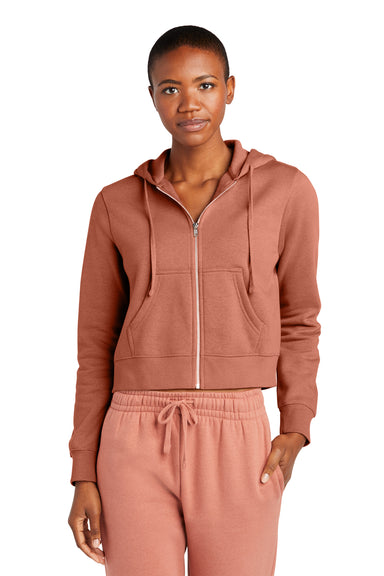 District DT6103 Womens V.I.T. Fleece Full Zip Hooded Sweatshirt Hoodie Desert Rose Model Front