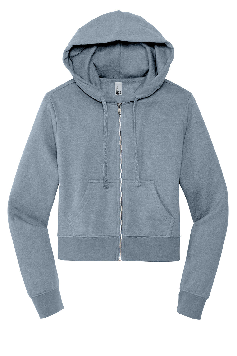 District DT6103 Womens V.I.T. Fleece Full Zip Hooded Sweatshirt Hoodie Heather Flint Blue Flat Front