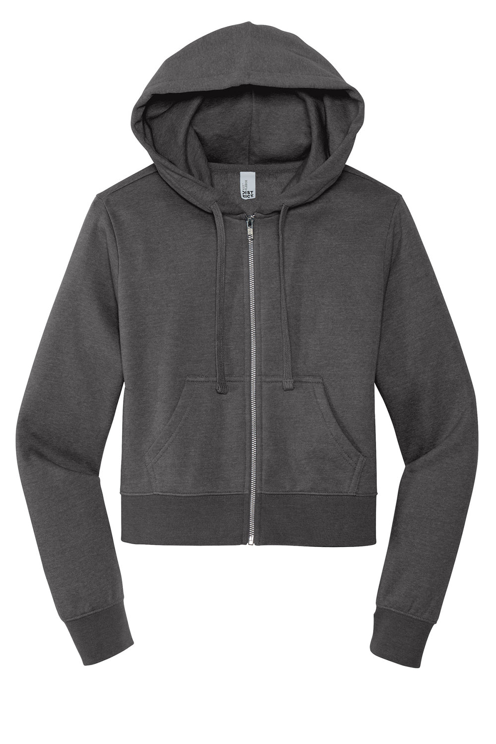 District DT6103 Womens V.I.T. Fleece Full Zip Hooded Sweatshirt Hoodie Heather Charcoal Grey Flat Front