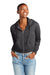 District DT6103 Womens V.I.T. Fleece Full Zip Hooded Sweatshirt Hoodie Heather Charcoal Grey Model Front