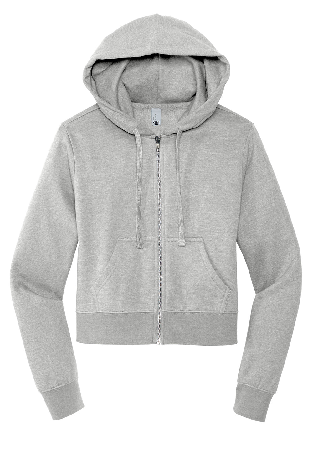 District DT6103 Womens V.I.T. Fleece Full Zip Hooded Sweatshirt Hoodie Heather Light Grey Flat Front