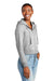 District DT6103 Womens V.I.T. Fleece Full Zip Hooded Sweatshirt Hoodie Heather Light Grey Model 3q