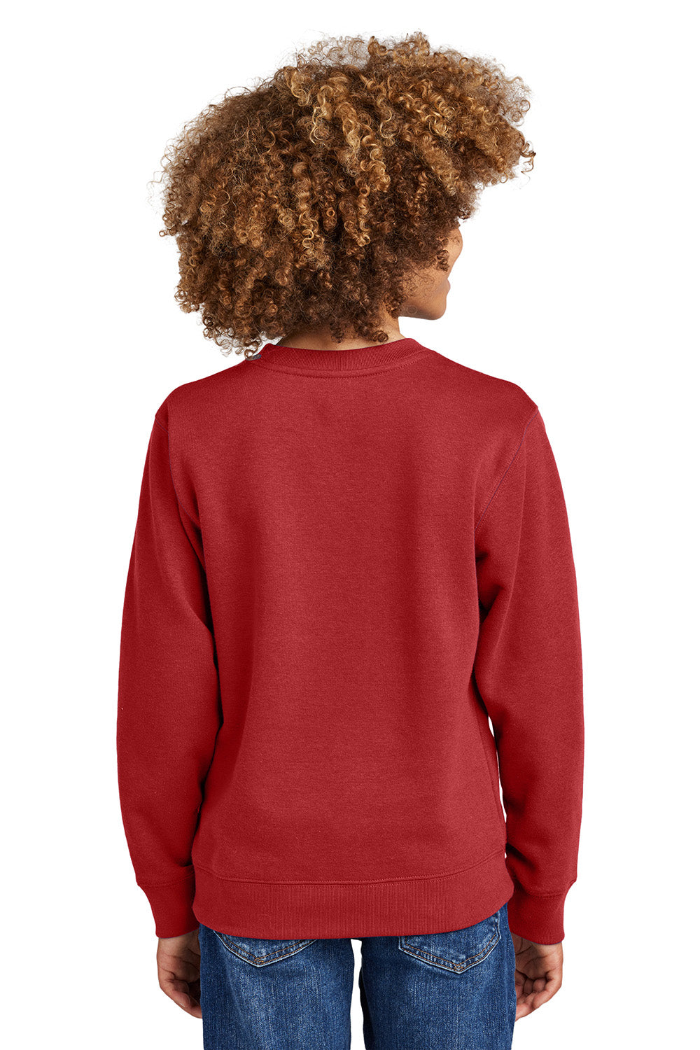 District DT6104Y Youth V.I.T. Fleece Crewneck Sweatshirt Classic Red Model Back