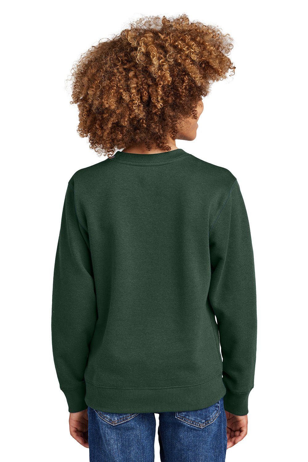 District DT6104Y Youth V.I.T. Fleece Crewneck Sweatshirt Forest Green Model Back