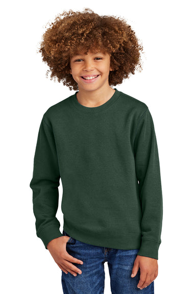 District DT6104Y Youth V.I.T. Fleece Crewneck Sweatshirt Forest Green Model Front