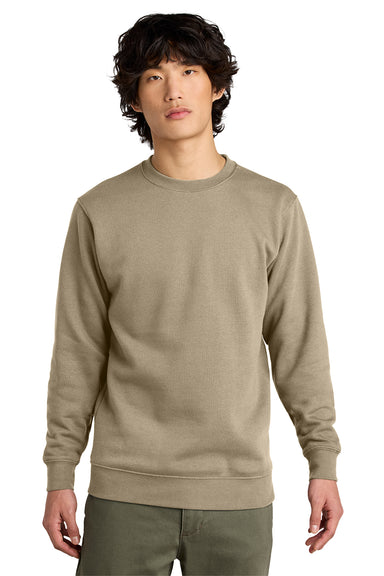 District DT6104 Mens Very Important Fleece Crewneck Sweatshirt Desert Tan Model Front