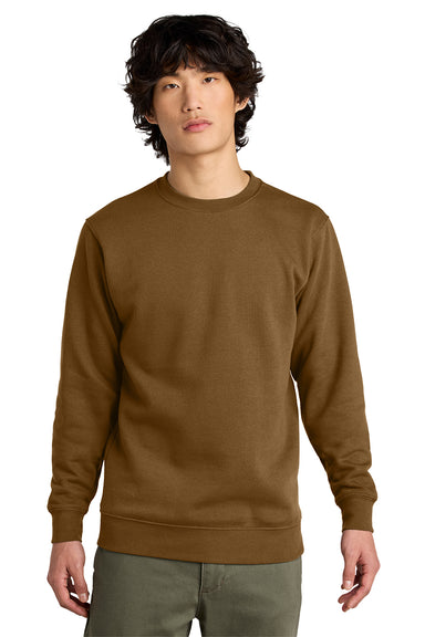 District DT6104 Mens Very Important Fleece Crewneck Sweatshirt Duck Brown Model Front