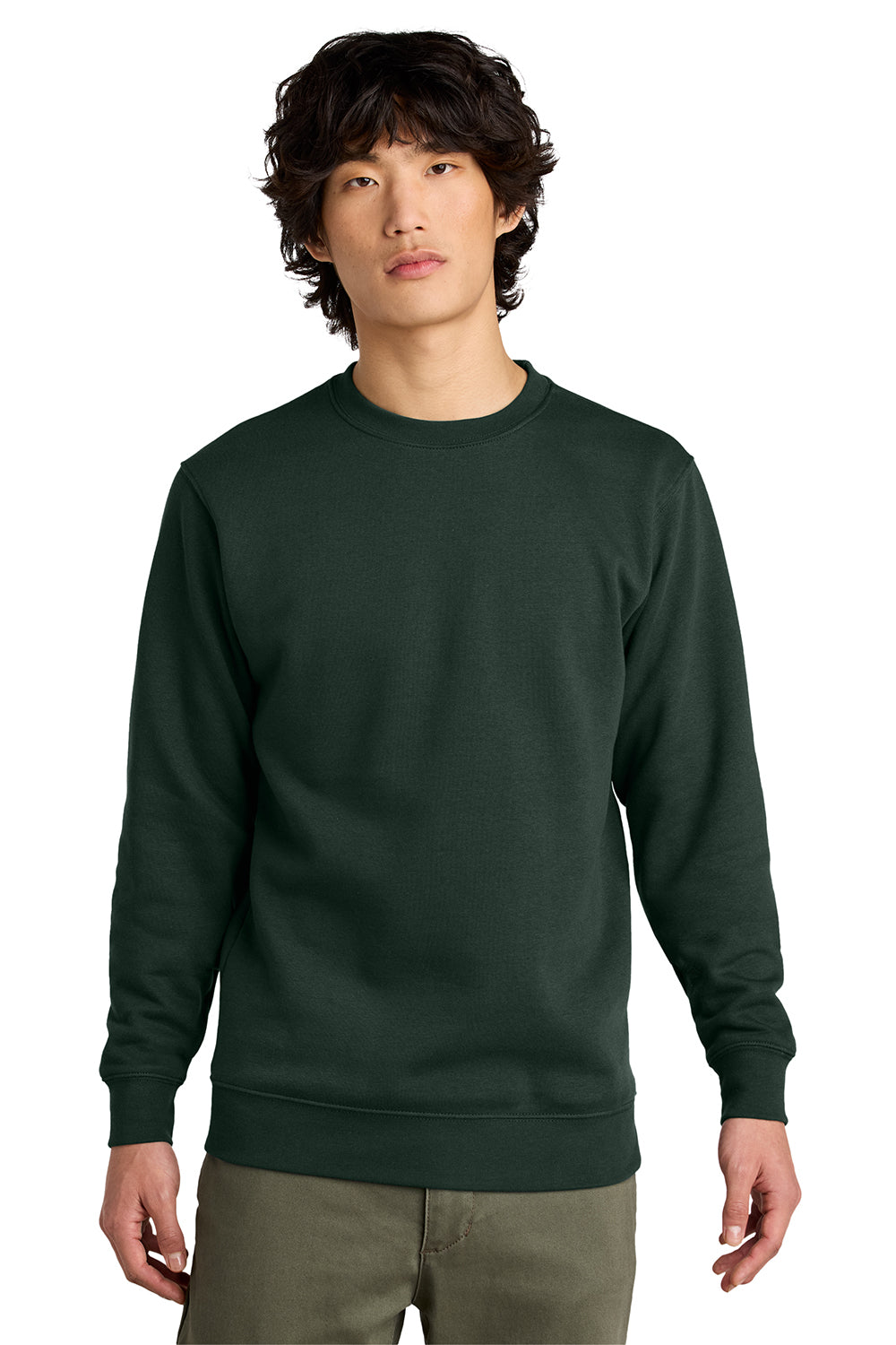 District DT6104 Mens Very Important Fleece Crewneck Sweatshirt Forest Green Model Front