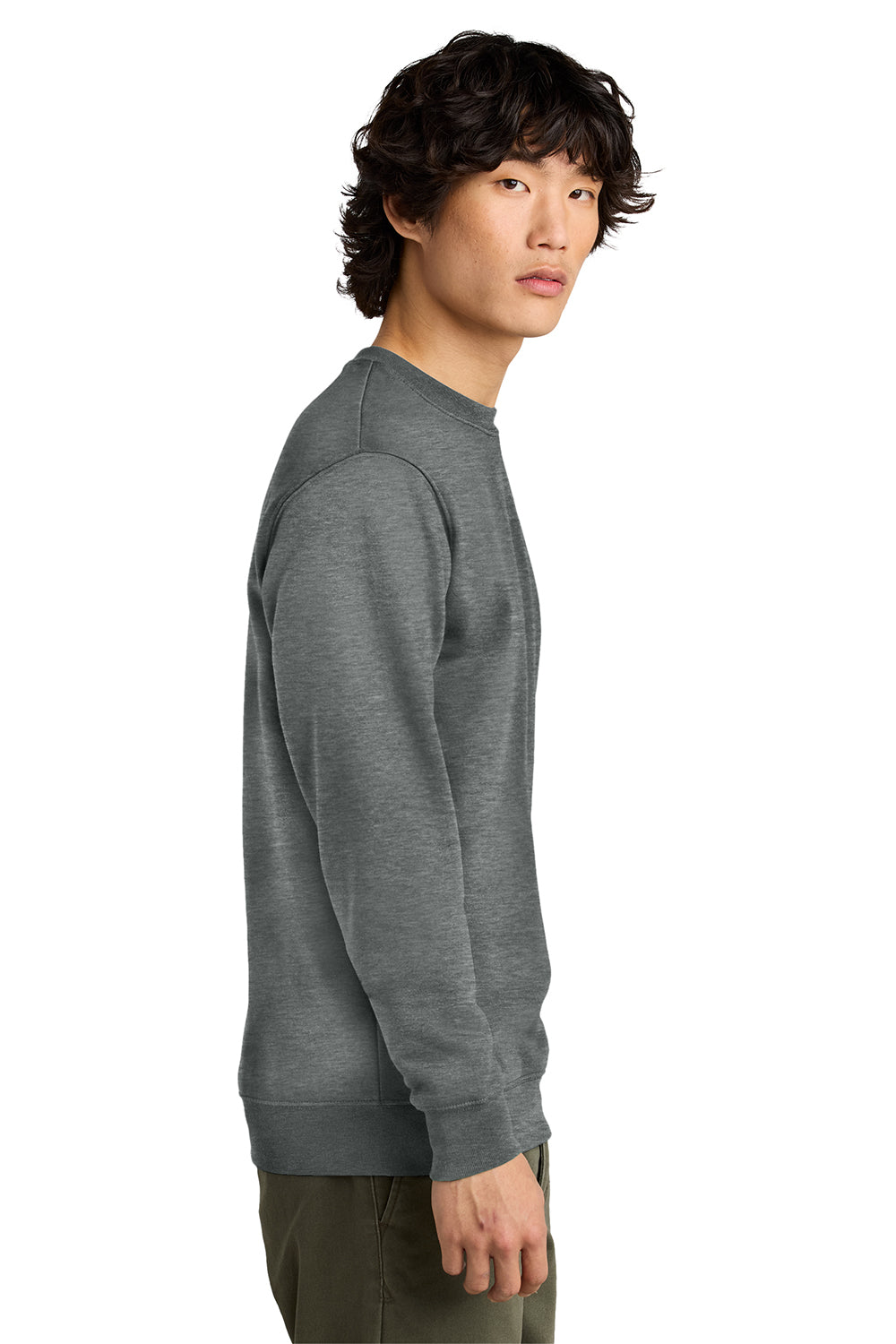 District DT6104 Mens Very Important Fleece Crewneck Sweatshirt Grey Frost Model Side