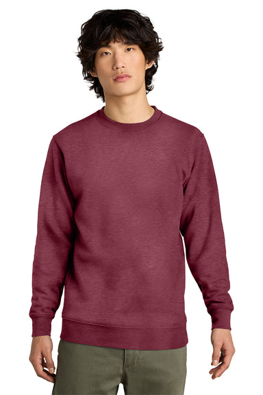 District DT6104 Mens Very Important Fleece Crewneck Sweatshirt Heather Cardinal Red Model Front