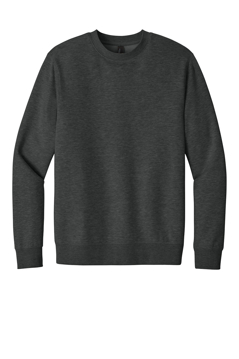 District DT6104 Mens Very Important Fleece Crewneck Sweatshirt Heather Charcoal Grey Flat Front