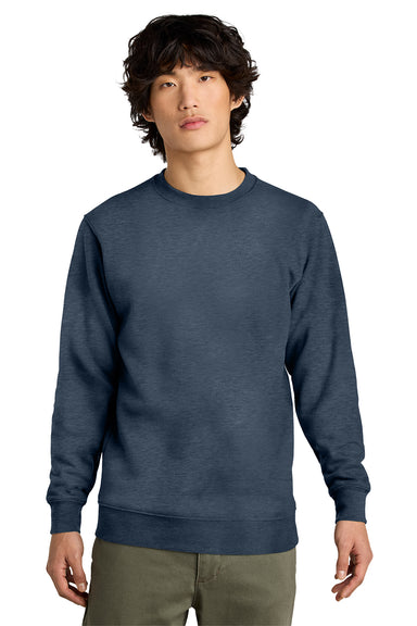 District DT6104 Mens Very Important Fleece Crewneck Sweatshirt Heather Navy Blue Model Front